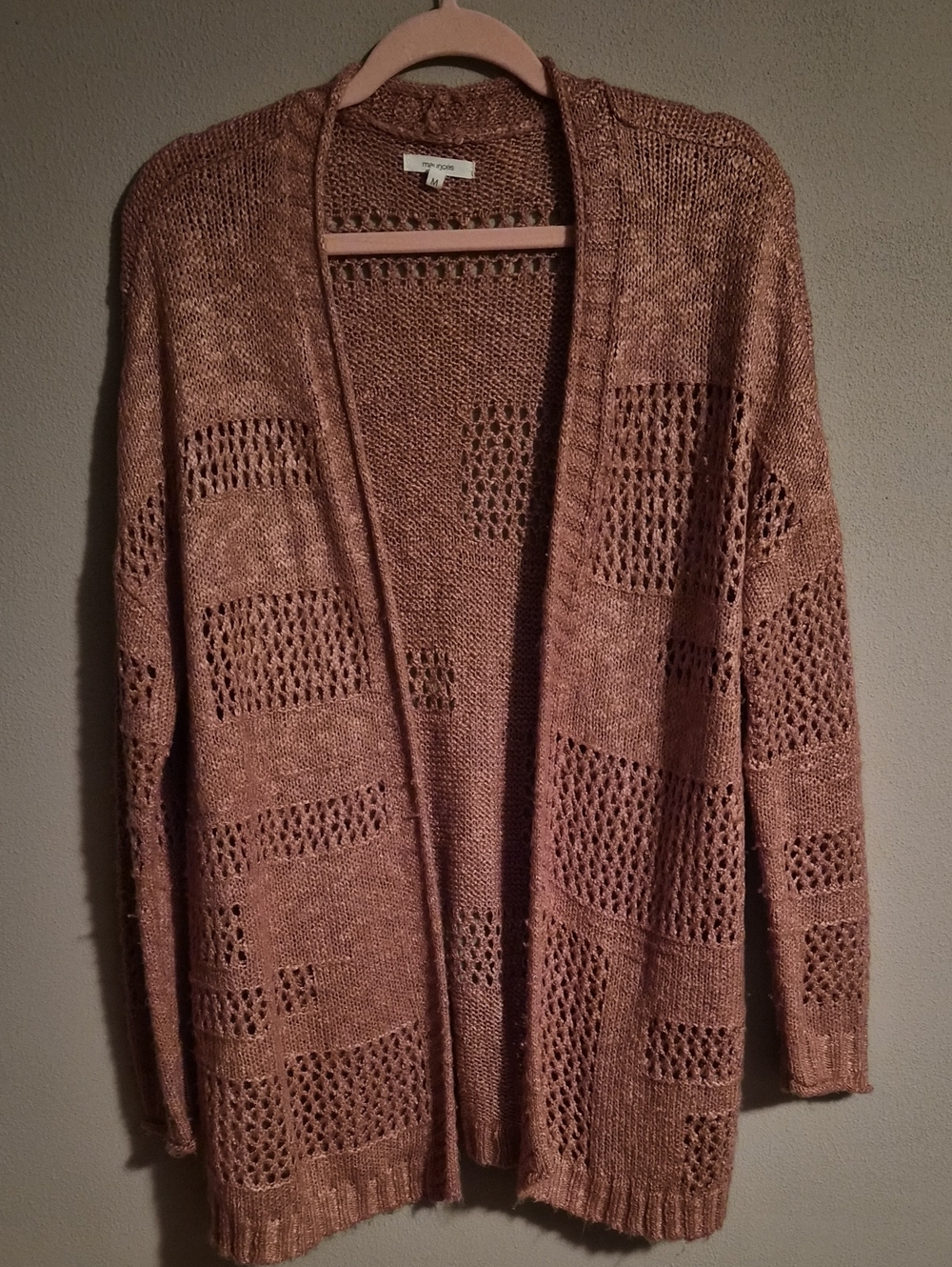 Maurices Open-Weave Dusty Rose Cardigan